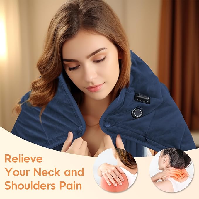 OKK Weighted Heating Pad, Heating Pad for Back Pain Relief, 33"x17" Extra Large Full Body Weighted Heated Pad for Cramps Neck Shoulder, 2lb, 3 Heat Settings, 3 Hours Auto Off Heat Pad
