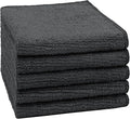 Orighty Washcloths, 5 Pack Microfiber Face Towels, Highly Absorbent and Soft Feel Wash Cloths & Hand Towels for Bathroom, Hotel, Spa, and Gym, 11.5x11.5 Inch, Black