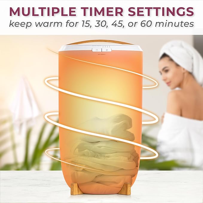 Zadro Large Hot Towel Warmer Bucket Timer Electric Towel Warmer for Bathroom Auto-Shut Off Heated Towel Warmer Spa (Large | 20L | 12" Dia. x 21" Tall, Gray/Black)