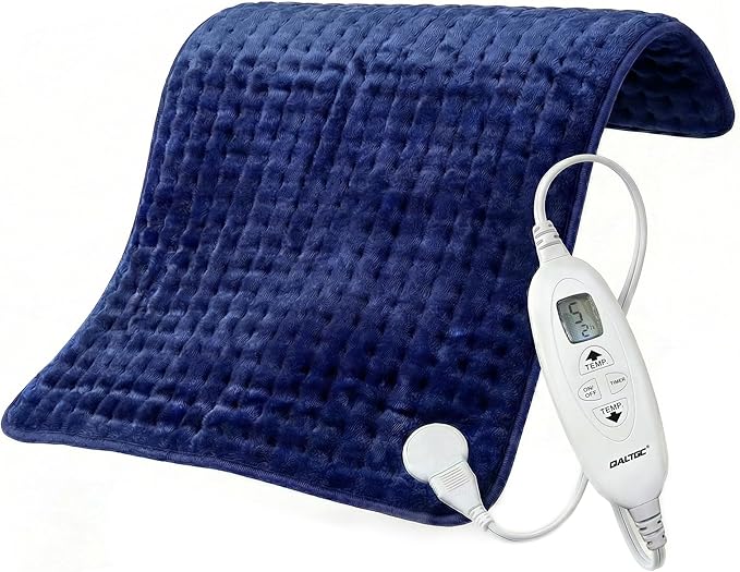 Electric Heating Pad, 2025 Upgraded Dual Mode Controller (Manual and auto Off Mode),Multiple Safety protections, Comfortable Soft, Machine Washable（20"x 24" Dark Blue）