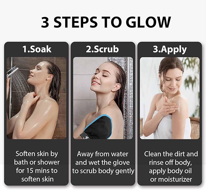 Exfoliating Gloves 2 Pcs, Exfoliating Body Scrubber for Bath Shower Exfoliation, Body Scrub Exfoliator Loofah Sponge for Dead Skin Remover, Korean Exfoliating Mitt (Browm)