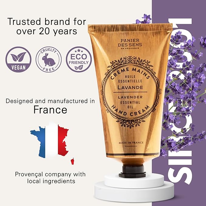 Panier des Sens – Lavender Hand Cream – Moisturizing Hand Lotion for Dry Skin – Premium French Hand Cream, Softening Care for Women, 97% Natural Ingredients, 2.5 Fl Oz