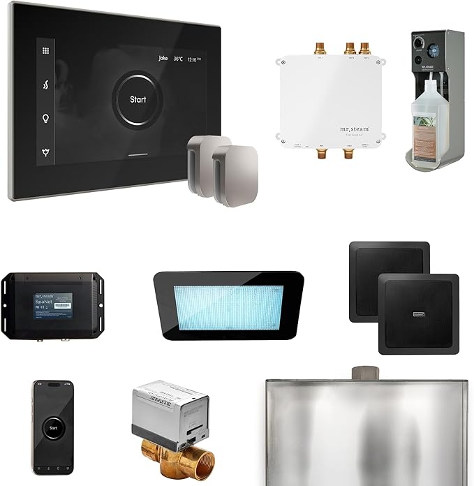 Mr Steam Bliss Max Steam Shower Ctrl Pkg w/iSteamX Control and Steamhead in Black Brushed Nickel