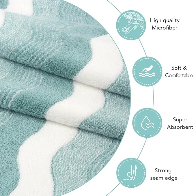 SUNLAND Microfiber Hair Towels Anti Frizz Hair Drying Towel Super Absorbent Fast Drying Turbans for Wet Curly Hair Soft Hair Towel Wrap with Elastic Band for All Hair Types 40 X 20 inches 2Pack
