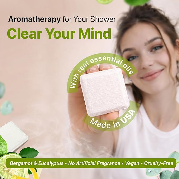 Shower Steamers Aromatherapy - USA Made with Natural, Organic Ingredients & Eucalyptus Essential Oil, Mothers Day Gifts for Mom, Large Shower Bombs, Energizing Sport Shower Tablets for Men & Women