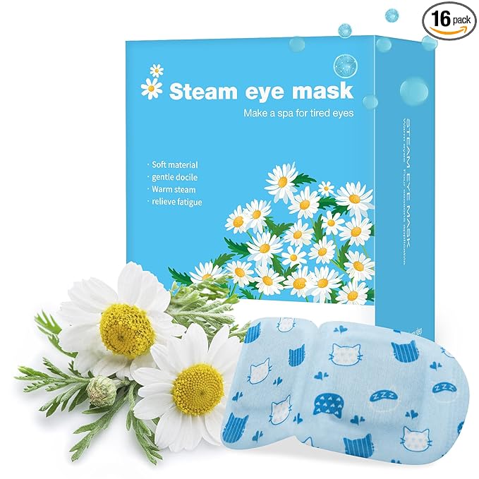 Jekeno Steam Eye Mask, 16 Packs Eye Masks for Dry Eyes, 40-60 Minutes Self Moist Warm Compress Heated Disposable Mask for Sleep, Spa Relaxing Trip Gifts, Travel Essentials for Women Men