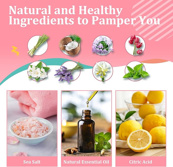 Bath Bombs for Girls Kids & Women, 8pcs Organic Bath Bombs, Bubble Bath Self Care Valentines Birthday Christmas for Kids Girls, Mothers Day Gifts for Wife, Mom, Women & Her