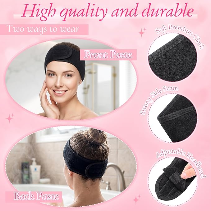Tigeen 80 Pcs Spa Headband Facial Headbands Bulk Adjustable Hair Wraps for Women Girls Adult Skincare Makeup Shower Washing Face (Multiple Colors)