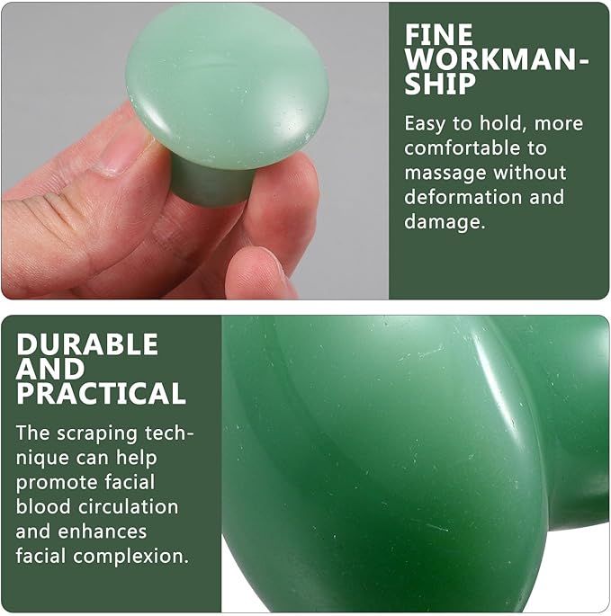 FOMIYES Jade Massager: Mushroom Gua Sha - 2Pcs Green Jade Quartz Mushroom Face Massage Rollers Stones Scraping Massage Tool for Men Women, Massager for Face, Eyes, Relieve Fine Lines and Wrinkles