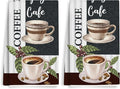 2PCS Coffee Kitchen Towels, Funny Farmhouse Rustic Reusable Absorbent Waffle Weave Dish Tea Towels for Cleaning, Microfiber Kitchen Towel for Coffee Bar Decor Housewarming Farmhouse Gift-2
