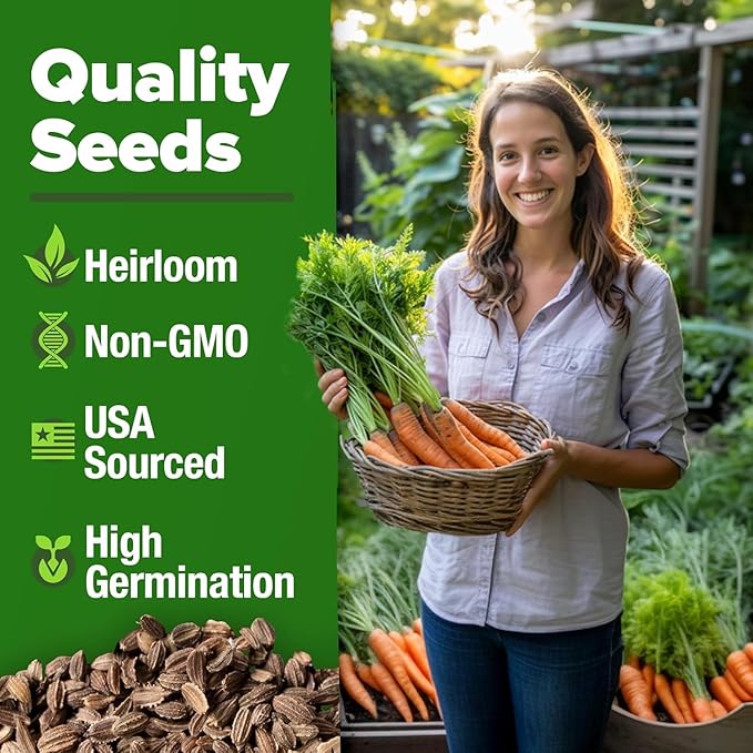 HOME GROWN Tendersweet Carrots Seeds 3000+ Heirloom Non-GMO Seeds for Planting,High Germination,Sweetest Coreless Root Vegetable, Crunchy Summer Garden,Great for Canning (Daucus carota subsp. sativus)