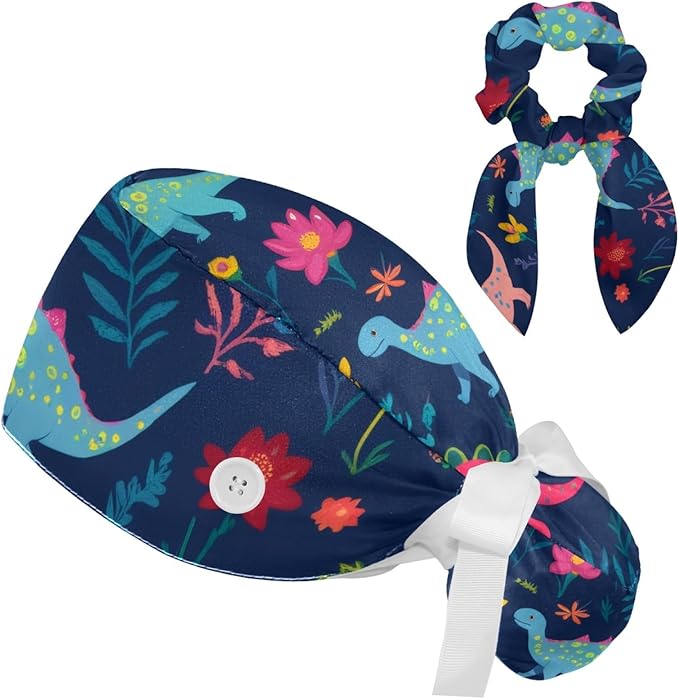 Scrub Cap with Hair Scrunchy, Ponytail Holder Surgical Cap