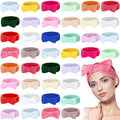 Yinder 40 Pack Bow Spa Headband Coral Fleece Makeup Headband Soft Face Wash Headbands Cosmetic Skin Care Headbands Facial Head Wraps Cute Bow Head Bands for Women Girls Shower Supplies (Pure Style)