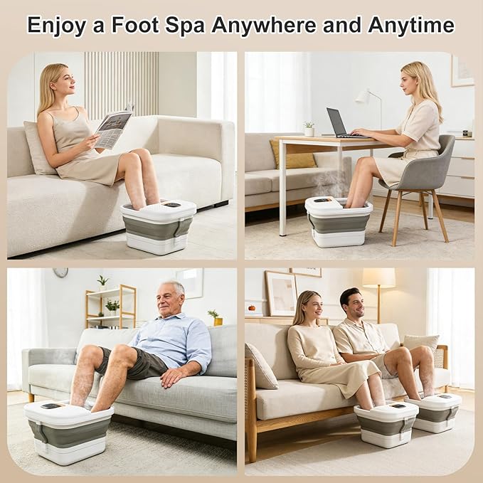 UNIFULL Collapsible Foot Spa Bath with Heat, Motorized Massager, Touch Screen, Foot Pedicure Kit, Temperature Control, Pedicure Foot Spa, Foot Bath