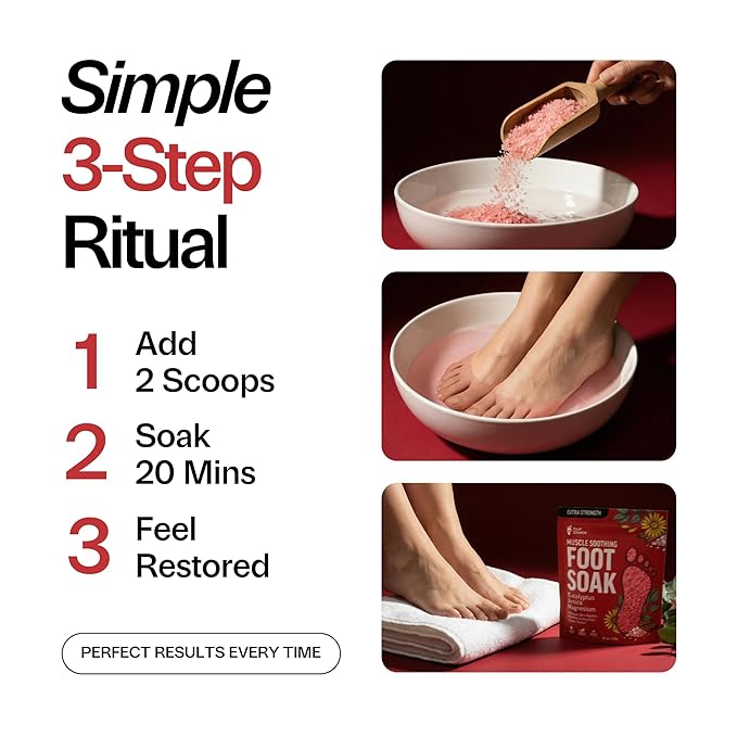 Muscle Soothing Foot Soak with Epsom Salt & Arnica - Relieves Soreness, Eases Tension & Recovery for Athletes - Eucalyptus & Peppermint - 1lb