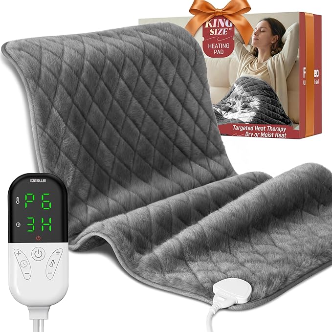 Heating Pad King Size for Back Neck & Shoulders - FSA Eligible HSA, Mothers Day Gifts, Large 35" x 20", Moist Heat Electric Heating Pad for Period Cramps Abdomen Knee,6 Heat Settings,Auto Off,Washable