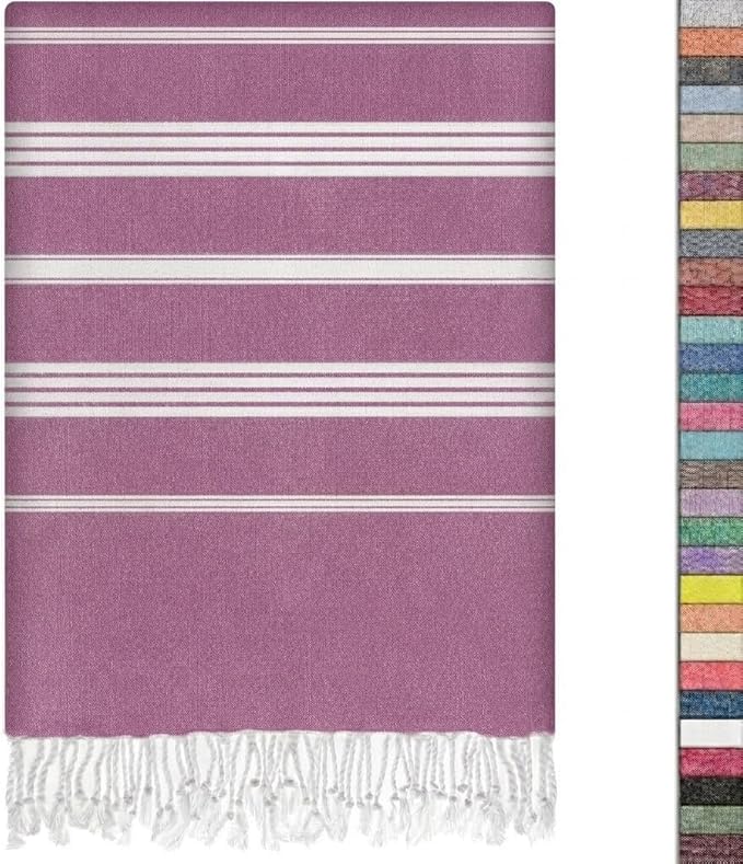 EPHESUS TOWELS Turkish Beach Towel - 38x70 inch Oversized - Sultan Design - Turkish Towel for Beach, Bath, Pool, Gym, Yoga - Prewashed, Lightweight, Quick Dry (Light Orchid)