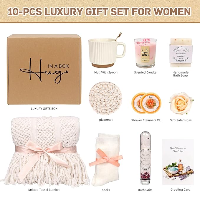 Birthday Gift for 40 50 60th Women Get Well Soon Self Care Package Unique Spa Gift Basket Set Thank You Gifts for Mom Grandma Wife Best Friend Sister Her Mothers Day