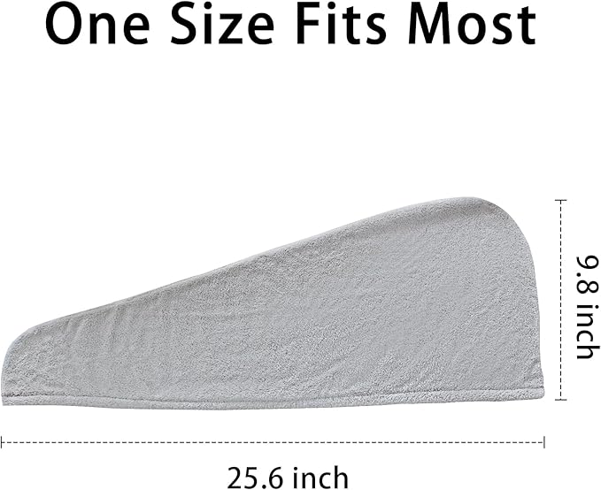 2 Pack Microfiber Hair Towel Wrap for Women Super Absorbent Quick Dry Hair Turban for Drying Curly, Long & Thick Hair 10 inch X 26 inch Lightgrey+SkyBlue