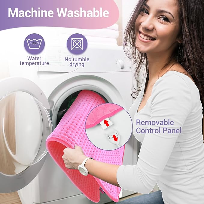 Comfytemp Extra Large Heating Pad for Back & Period, 33''x 17'' Electric Heating Pads for Neck/Shoulder, FSA Eligible Electric Throw, Mothers Day Gifts for Mom Women, Washable, Auto Shut Off, Pink