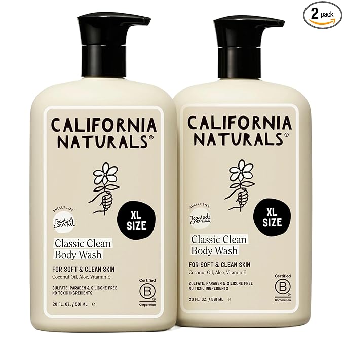 California Naturals Classic Clean Body Wash 2-Pack, Daily Cleansing Body Wash for Soft Healthy Skin, Naturally Scented, Vegan, Cruelty, Paraben & Sulfate Free, 20 oz