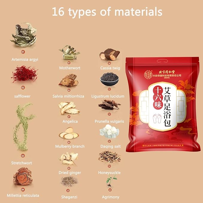 30 PCS Body Herbal Detox Foot Soak to Remove Toxins,Lymphatic Drainage Ginger Feet Soak,Mugwort Foot Detoxing Soak for Dry Cracked Feet Dispel Cold Remove Dampness 泡脚足浴包艾草叶