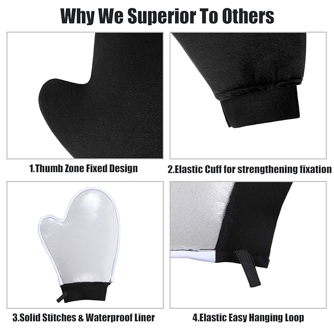 Yvoier Streakless Self Tanning Mitt Applicator Kit, 5 Pack Self Tanner Mitt with Tanning Glove, Self Tanner Back Applicator, Tanning Brush, Mini Face Glove and Exfoliating Mitt