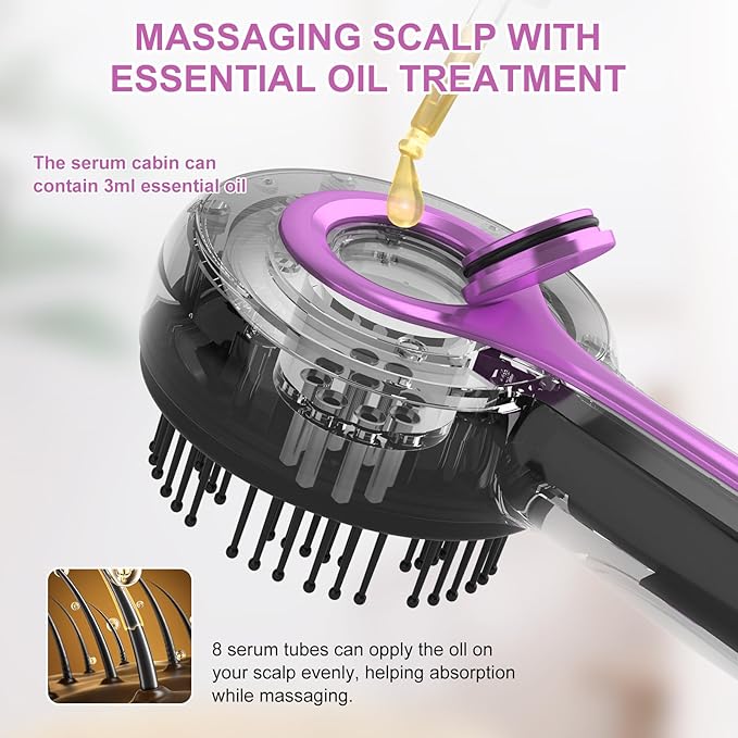 Yi Dong Electric Scalp Massage Comb with 4500mm² 66 Nodes, 3 Modes, Built-in 3ml Essential Oil Reservoir, Type-C Rechargeable - Long-Lasting Hair Care Gift