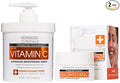 Advanced Clinicals Brightening Vitamin C Body Cream Lotion + Vitamin C & Caffeine Eye Cream Face Moisturizer Skin Care Set For Women, Men, & Dark Spots, 2pc Bundle