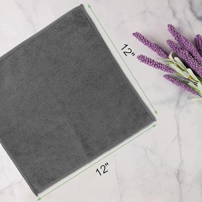 UNIMADE Washcloths Bulk - 10 Pack - Face Towels (12" x 12"), Highly Soft Wash Cloths and Hand Towels, Fast Drying Multi-Purpose Microfiber Cleansing Cloths for Bathroom, Hotel, Spa, and Salon - Grey