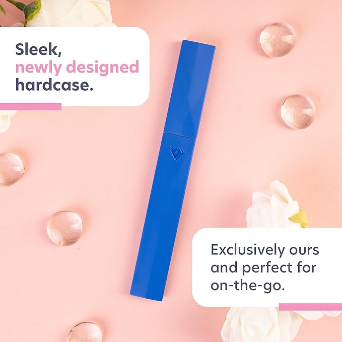 Bona Fide Beauty Glass Nail File with Case, Aqua Cobalt Czech Glass Fingernail Files Handcrafted from the EU. Ideal Nail Care Tool for Natural Nails.