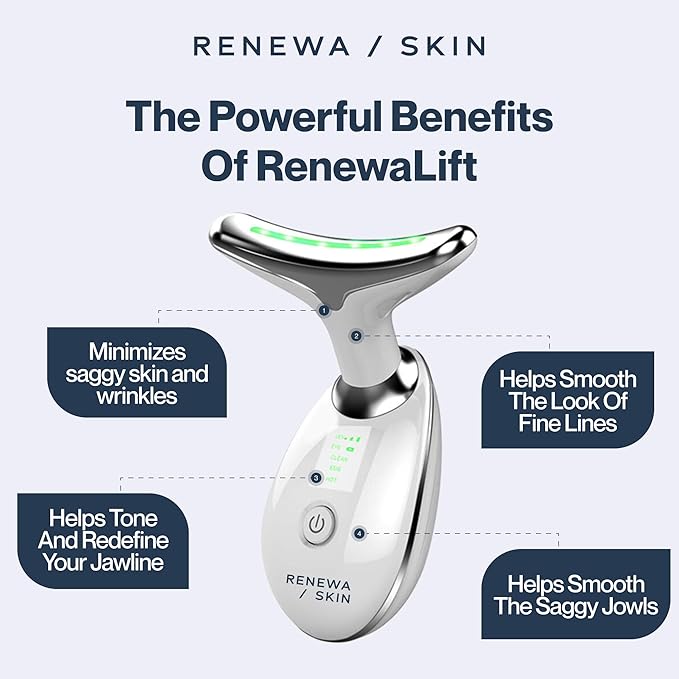 Renewa Skin Face & Neck Sculpting Tool Handheld Beauty Device with Gentle Light & Soothing Vibration At-Home Skincare Tool for a Smoother, Refreshed, and Radiant-Looking Complexion