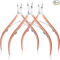Mudder 3 Pack Rose Gold Cuticle Trimmer Nippers Cutter Tool Stainless Steel Nail Cuticle Scissors Remover with Pointed Blade Scissors Pedicure Manicure Tool for Fingernails and Toenails Nails Care