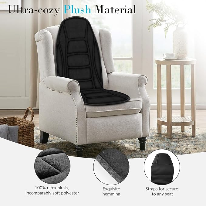 Chair Massager Cushion, Back Massager with Heat, Electric Seat Massage Pad, Back Massage Chair Pad for Back Pain Relief, 2 Heat Levels & 5 Vibrating Modes, Christmas Gifts for Men Dad Mom Him Her