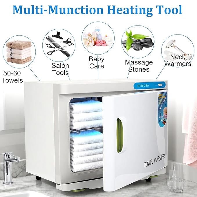 Hot Towel Cabinet 23L, Hot Towel Warmer Cabinet with LED Temperature Display, Extra Large Capacity Heater for Spa, Massage, Salon, Home Use (White 23L)