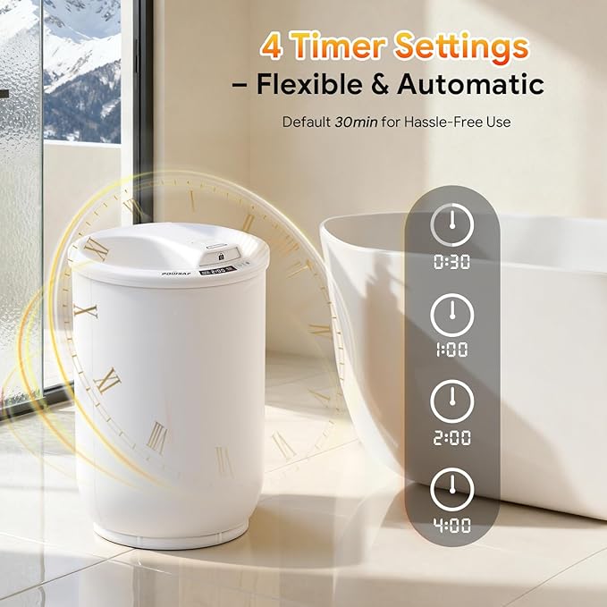 POWSAF Towel Warmer, Luxury Towel Warmers for Bathroom, Large Blanket Heater Bucket, Aroma Tray for SPA, Auto Timer and Protection Feature, Fits Oversized Towels, Blankets, Bathrobes, PJs, and More