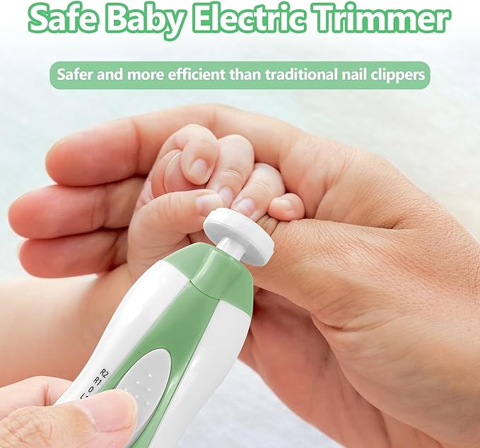 Qunlions life Baby Nail Trimmer Electric, 6 in 1 Rechargeable Baby Nail Clippers Manicure Set Grooming Kit for Toddler Infant or Adults (Green)