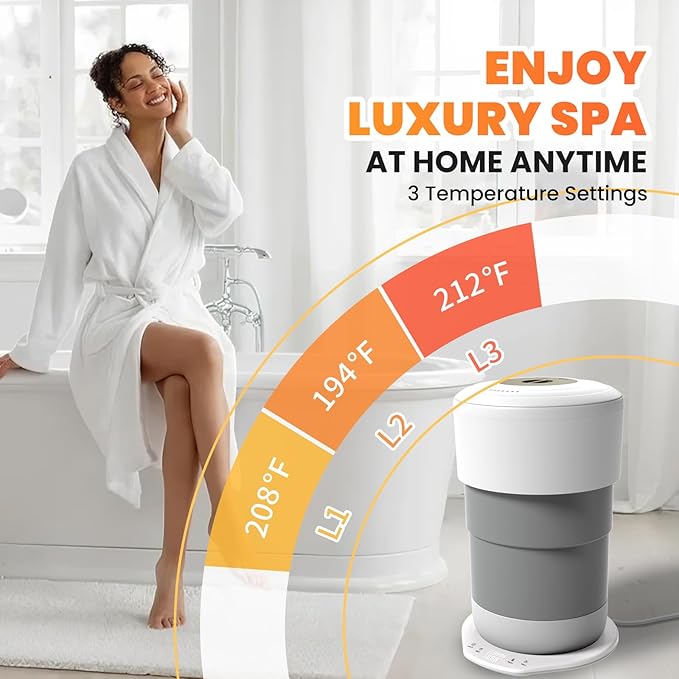 Ann Katy Upgrade Foldable Towel Warmer Bucket, Hot Towel Heater with Timer & Auto Shut Off, Fits Oversized 40x70" Towels, Bathrobes & Blankets, Quick Heating Spa Towel Warmer for Bathroom and Home