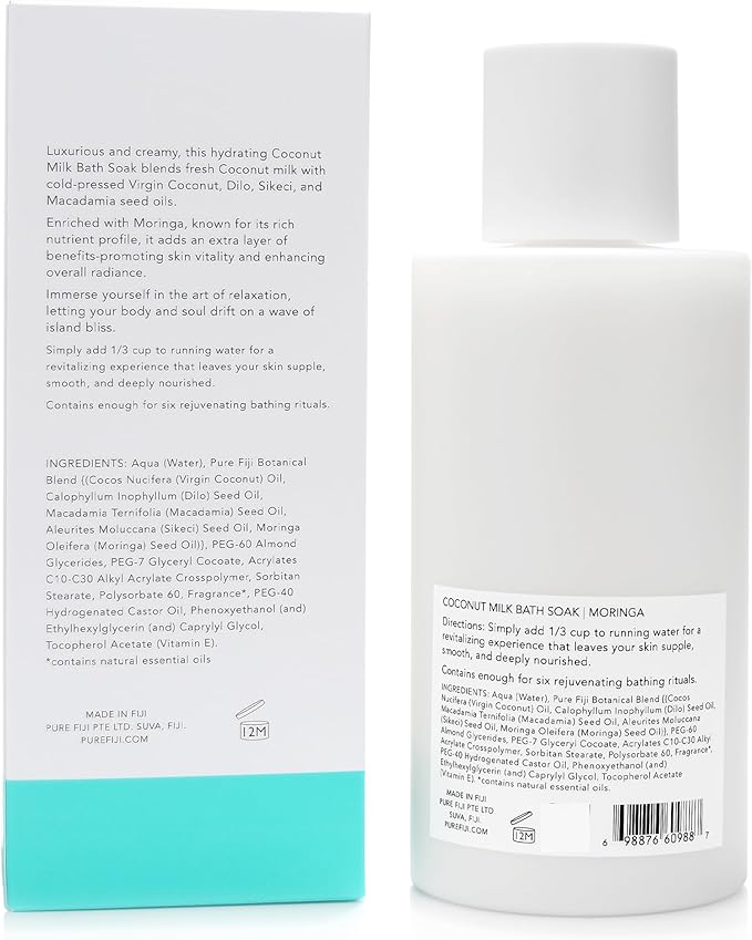 Pure Fiji Coconut Milk Bath Soak, Moringa (14oz/415ml)