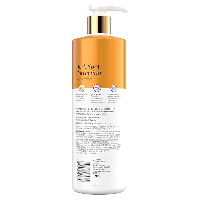 Olay Body Lotion for Women, Tone Enhancing with AHA Serum, Visibly Reduce Discolored Skin, 24hr Moisture & Hydration, Fast Absorbing Formula, Vitamin B3 Complex, For All Skin Types, 17 fl oz