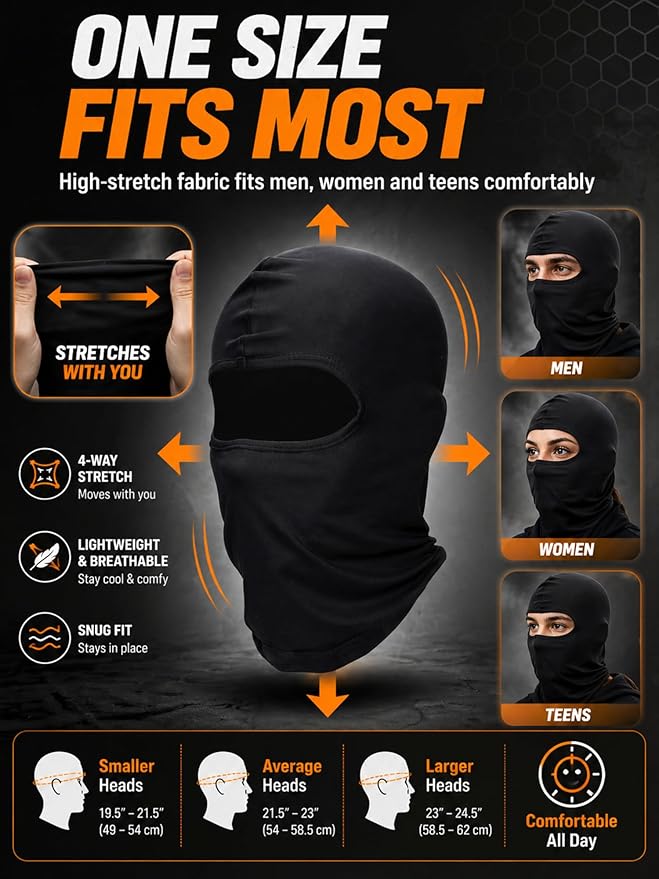 SATINIOR 6 Pcs Ski Mask Cover Balaclava Full Face Mask Summer Face Cover UV Windproof Balaclava for Men Women Outdoor Sports
