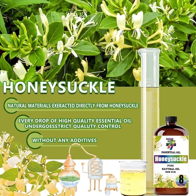 Honeysuckle Essential Oil - GV77ZF Honeysuckle Oils for Diffusers, Humidifiers, DIY Candles, Soap, Cleaning, Home, Office, Yoga, Massage, Gifts - 8 fl oz (240 ml)