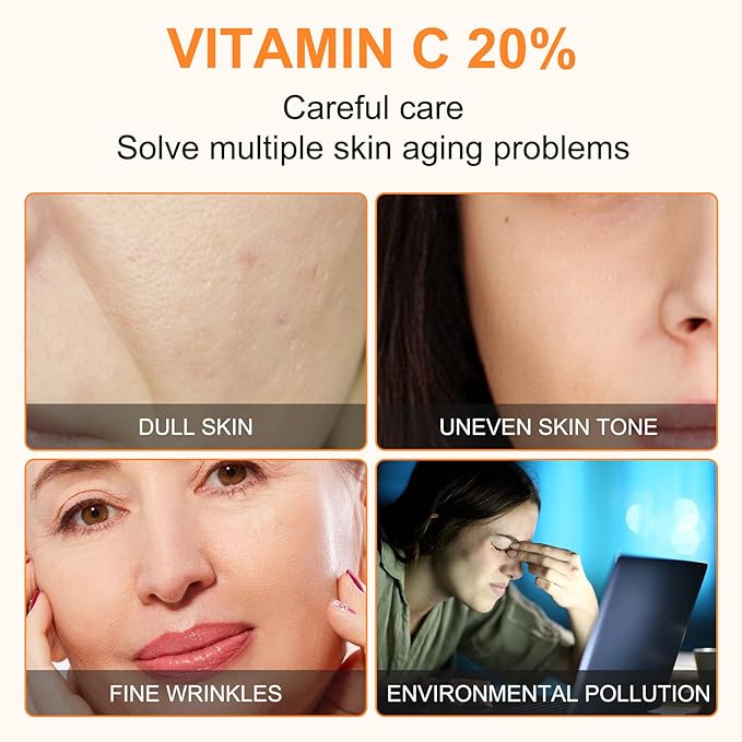 Premium 20% Vitamin C Serum For Face with Hyaluronic Acid, Retinol & Amino Acids - Boost Skin Collagen,Hydrate & Plump Skin, Anti Aging & Wrinkle Facial Serum 60ml