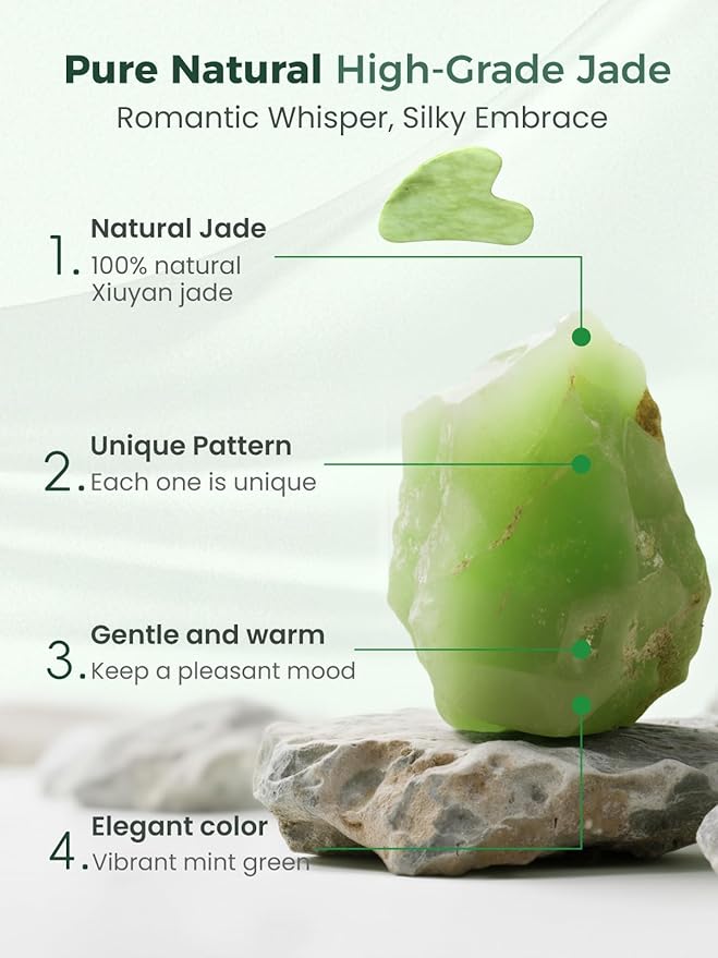 Gua Sha Facial Tools, Natural Jade Stone Guasha Tool for Face Acupuncture Therapy Trigger Point Treatment, Gua Sha Scraping Massage Tool