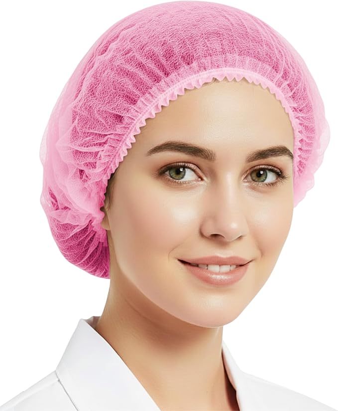 Disposable Bouffant Caps 21 Inch Non Woven Hair Net Elastic Head Cover For Food Service Kitchen Salon Lab Spa And Hygiene Use