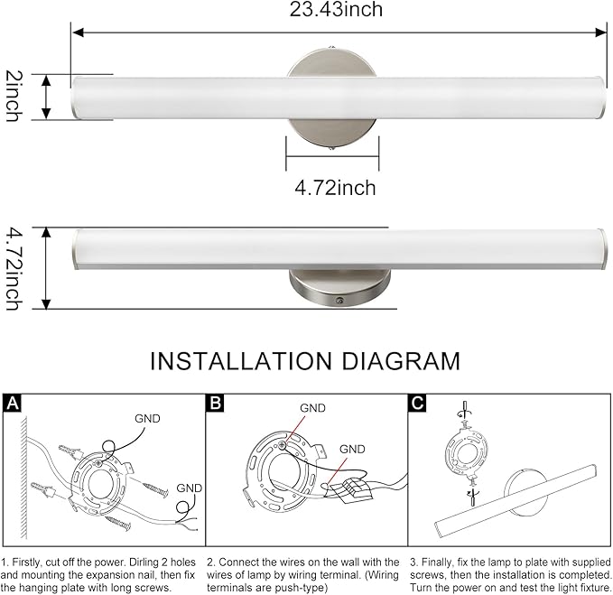 OOWOLF 24inch Bathroom Vanity Light 2-Pack, 16W Bathroom Lights Fixture,1600LM Led Vanity Lights Bar, 4000K Natural White Bath Wall Lighting Fixture Sconce Indoor, Vanity Light Fixtures Over Mirror