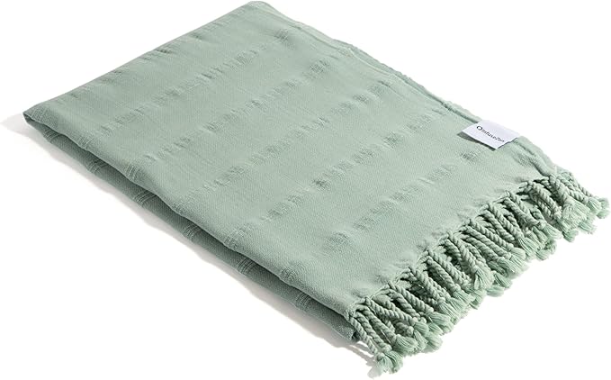 InfuseZen Stonewashed Turkish Bath & Beach Towel –100% Organic Turkish Cotton - Soft, Lightweight, Absorbent - Quick Dry, Sand Free - Pool, Shower, Travel - Peshtemal, Hammam Spa Towel - Light Green