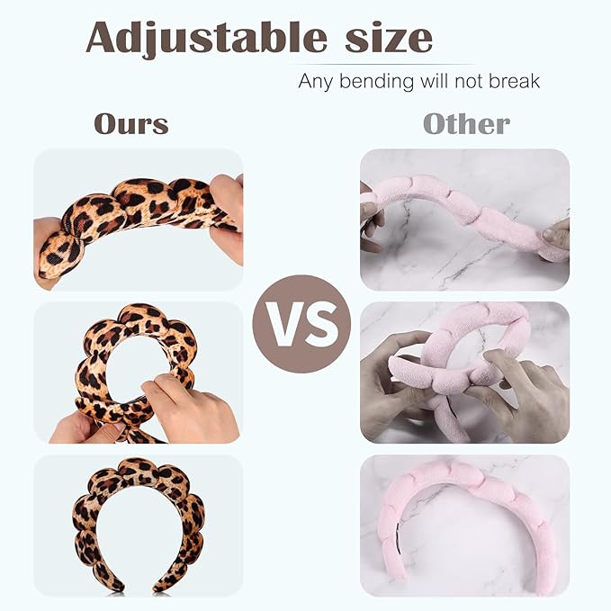 Ztomine Spa Headbands for Washing Face or Facial, Set of 2 Skincare, Terry Cloth Headband Wash Headband Combo Pack - Puffy Makeup Headbands for Face Washing, Mask, Skin Treatment