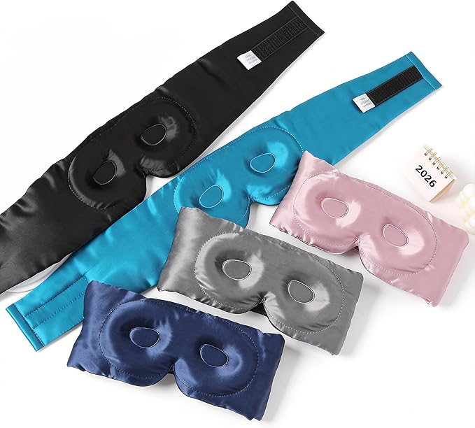 100% Mulberry Silk Sleep Mask for Women & Men – 22 Momme 6A Grade, 3D Contoured Total Blackout Eye Mask for Side Sleepers, Eyelash Extensions, Adjustable Strap, Breathable Blindfold (Gray)
