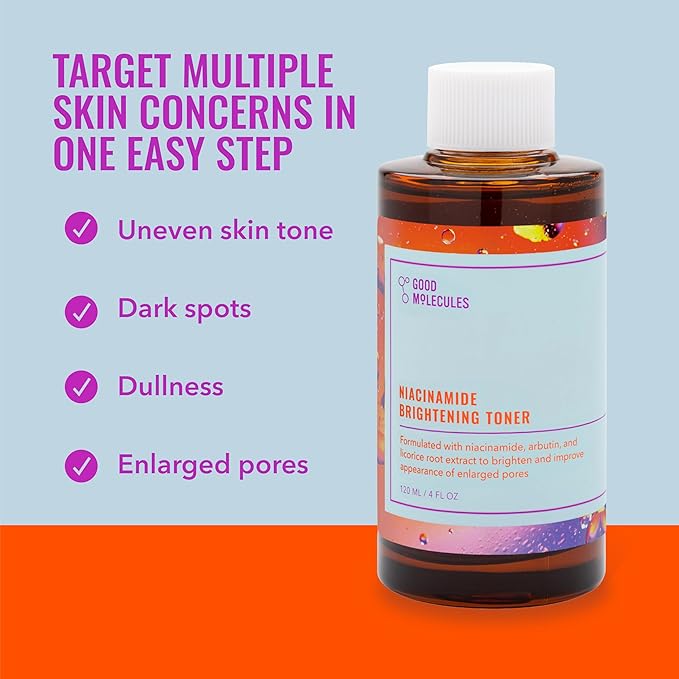 Good Molecules Niacinamide Brightening Toner - Toner for Face with Niacinamide and Arbutin for Skin Tone Balancing- Pore Minimizer, Facial Skin Care